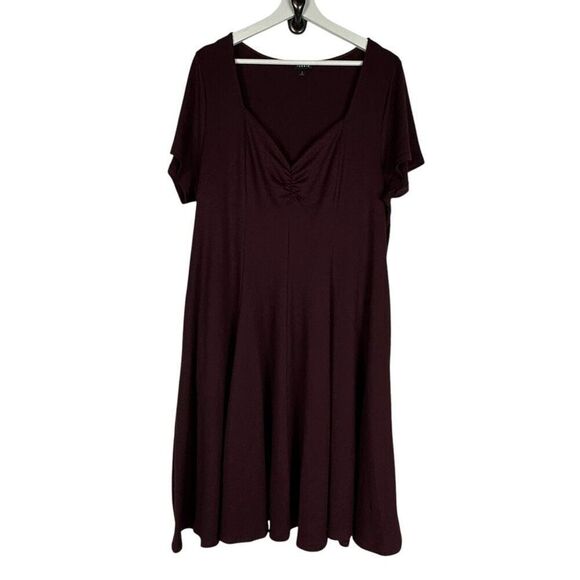 Torrid Slub Rib Fluted Dress size 2 Wine - Picture 4 of 12
